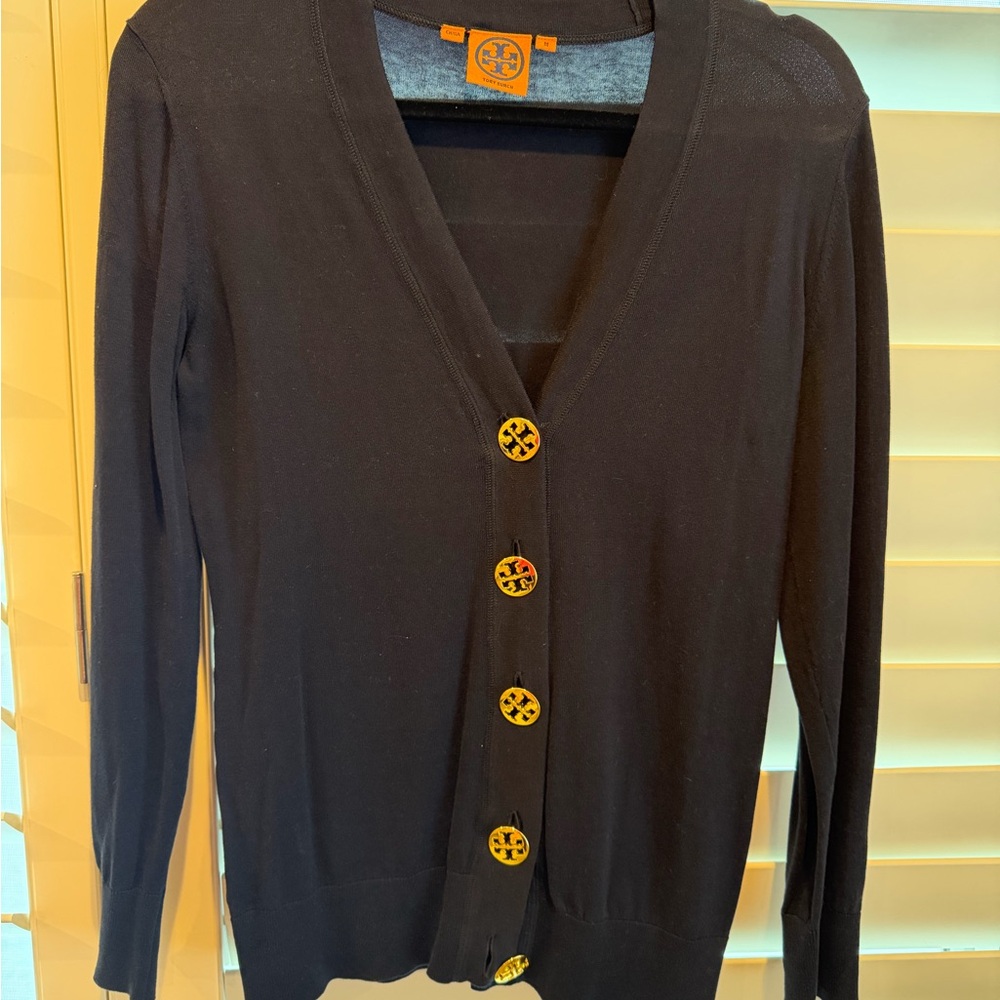 Tory Burch Black Cardigan with Gold Buttons